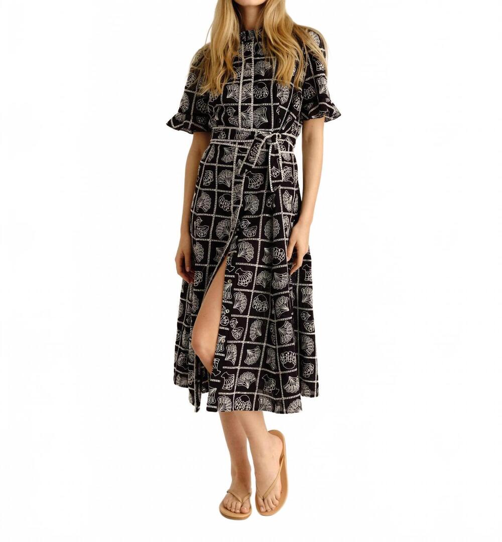NEW CARTOLINA NANTUCKET aria midi dress in midnight blue